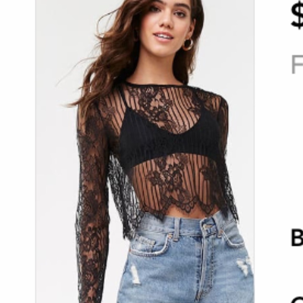 Forever 21 Sheer Lace Top